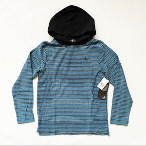 NWT Volcom Stripe Hooded Long Sleeve Top